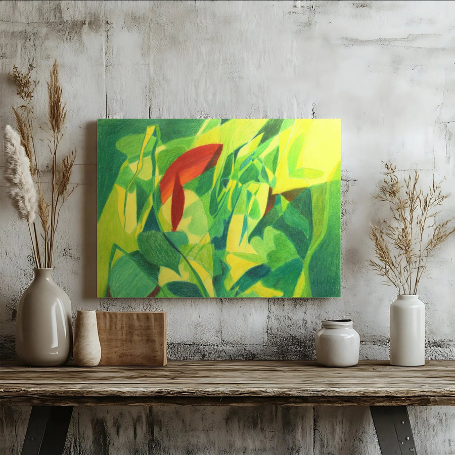 Abstract Tulip Canvas Wall Art | Geometric Red Flower Print | Premium Thick Canvas | Modern Living Room Decor Gift