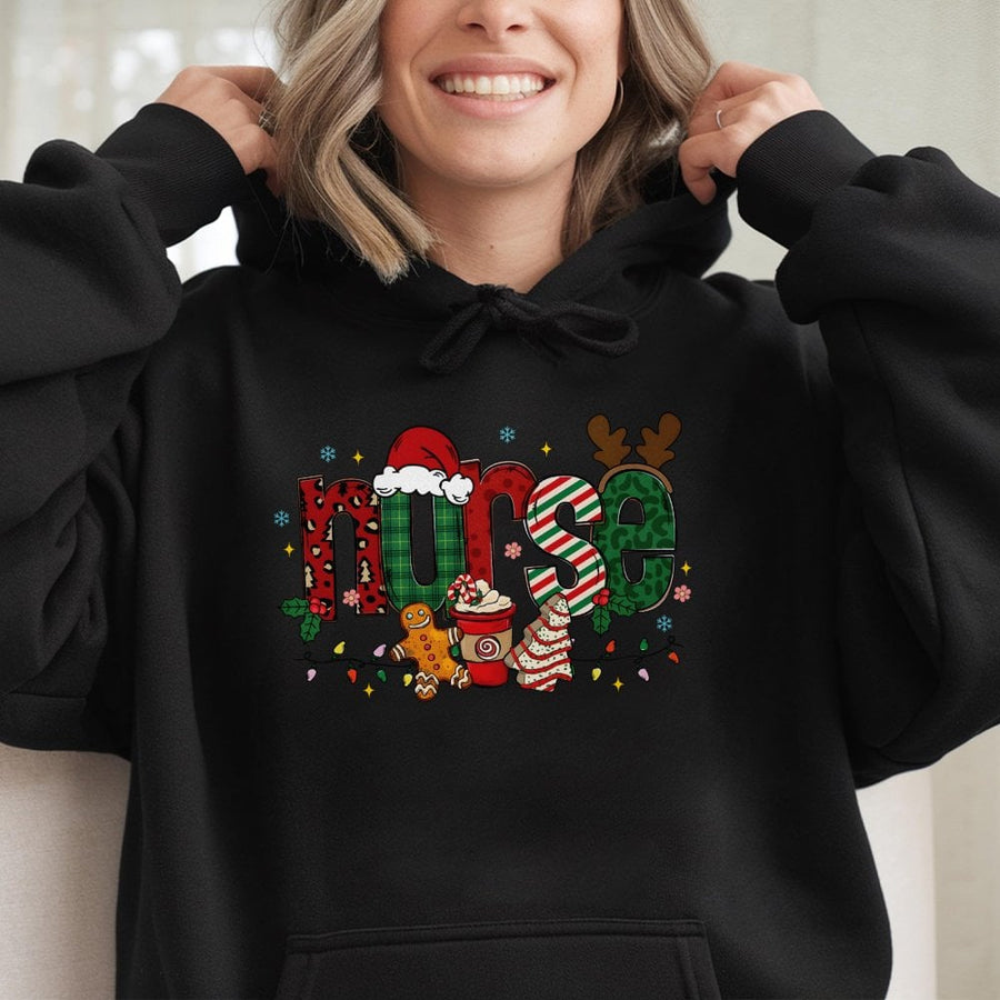 Christmas Nurse Hoodie | Festive Gingerbread Graphic Design | Premium Cotton-Blend Fleece | Cute Holiday Gift for Nurses and Nursing Students