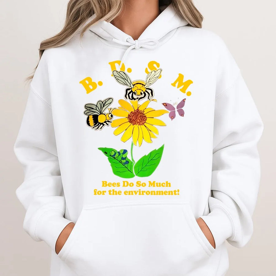 Bees Graphic Hoodie | Nature Inspired Bee Lover Sweatshirt | Soft Cotton Blend Premium Pullover | Gift for Beekeeper & Garden Enthusiast