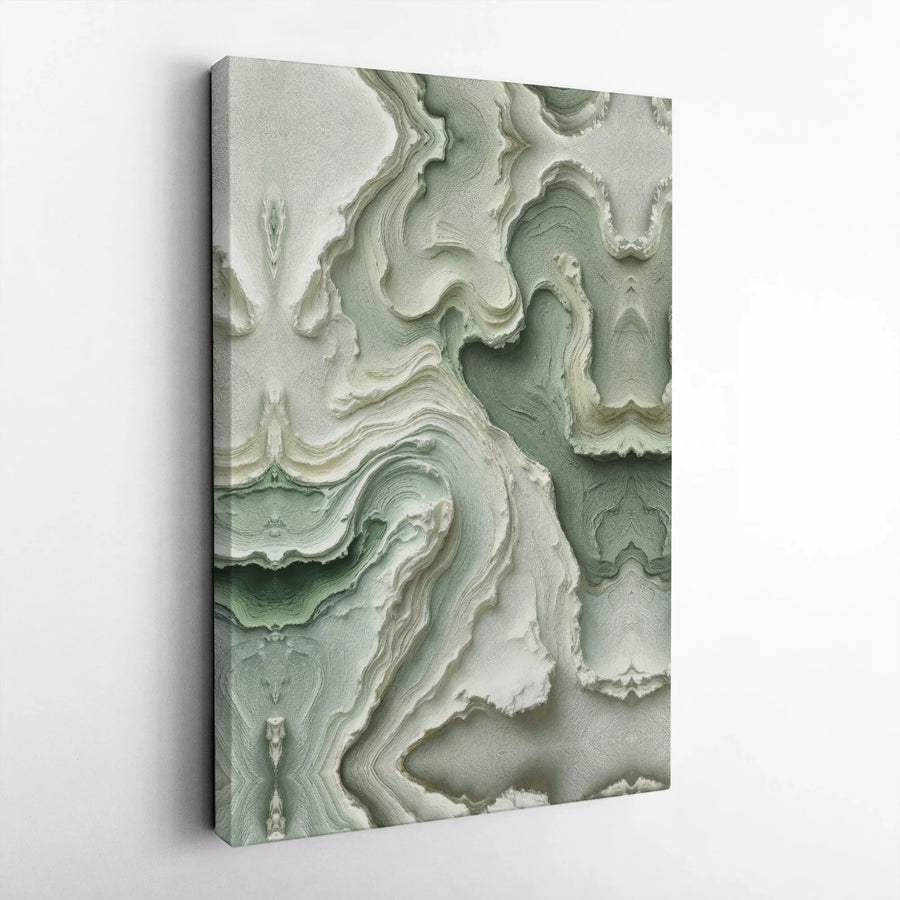 Sage Green Abstract Canvas Wall Art | Modern Layered Agate Geode Texture | Premium Gallery Wrap Decor | Minimalist Living Room Home Interior