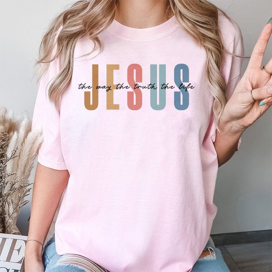 Jesus The Way The Truth The Life T-Shirt | Retro Christian Faith Apparel | 100% Premium Cotton | Faithful Religious Gift For Believers