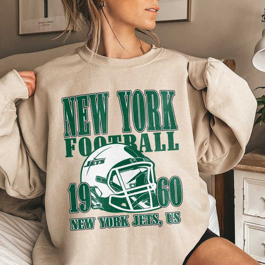 New York Football 1960 New York Jets, Us With Football Helmet Sweatshirt