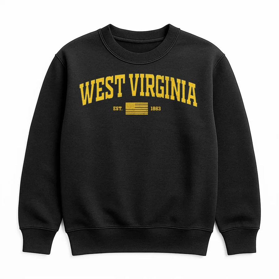 Vintage West Virginia Sweatshirt | Retro Collegiate EST 1863 Graphic | Premium 100% Cotton Tee | State Pride Souvenir Gift for Men & Women