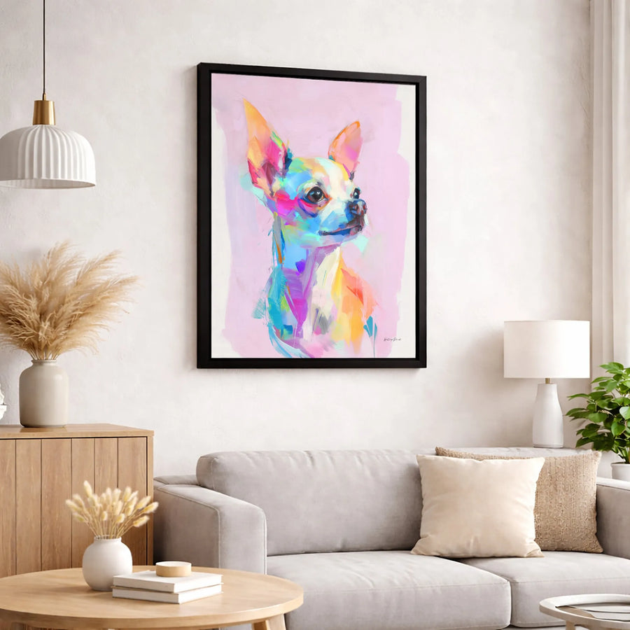 Colorful Chihuahua Canvas Print | Abstract Pop Art Dog Wall Decor | Premium 1.25-Inch Gallery Wrap | Unique Gift for Dog Lovers
