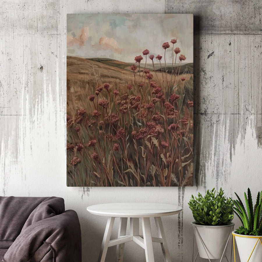 Wildflower Meadow Canvas Wall Art | Vintage Aesthetic Landscape Print | Gallery Quality 1.25" Profile | Rustic Farmhouse Home Decor