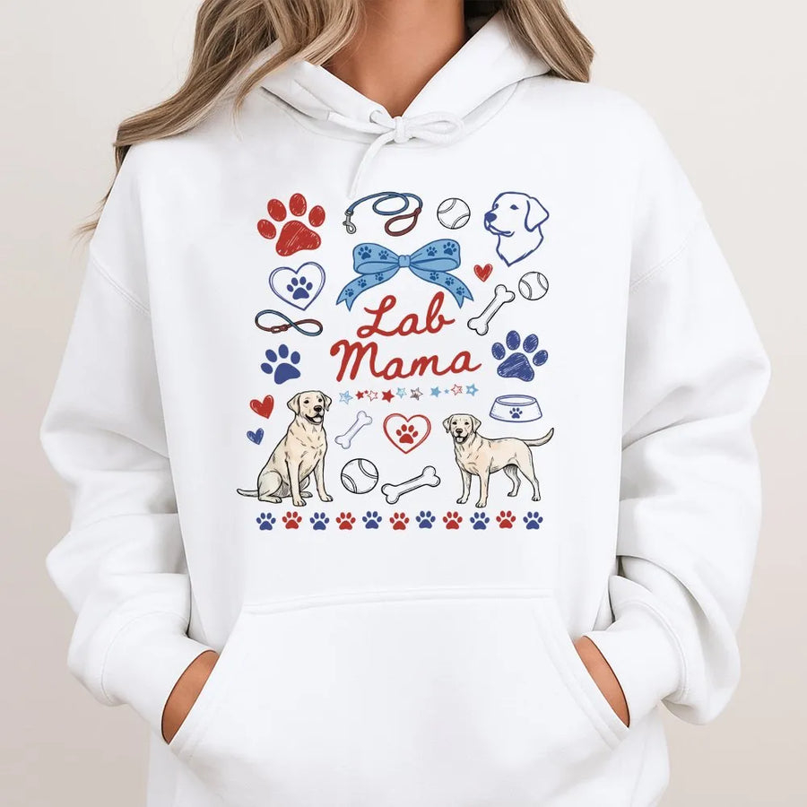 Lab Mama Hoodie | Cute Labrador Retriever Dog Graphic | Soft Unisex Pullover | Gift for Dog Lovers