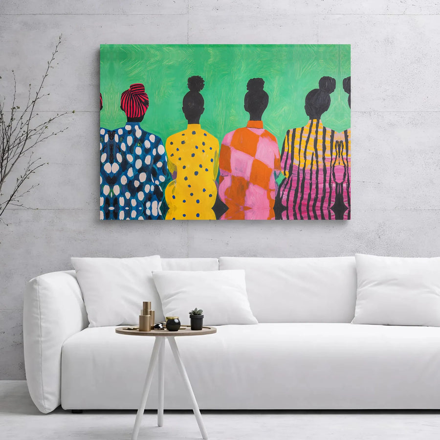 Black Women Wall Art | Vibrant Abstract Portrait Canvas Print | Premium Gallery Wrap Decor | Modern Afrocentric Living Room Gift