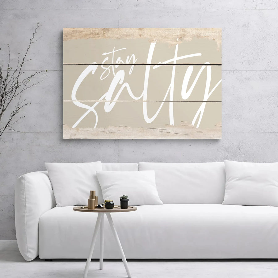 Stay Salty Wall Art | Minimalist Coastal Quote Print | Premium Gallery Wrapped Canvas | Modern Beach Home Decor Gift