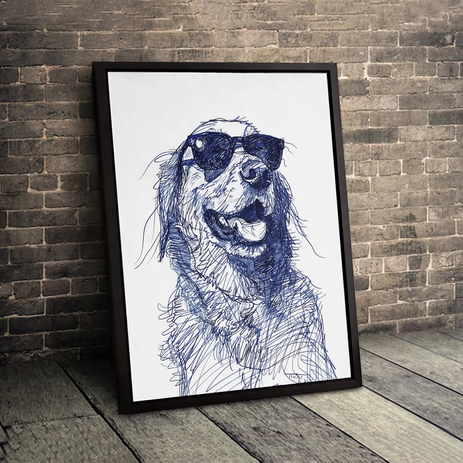 Golden Retriever Canvas Print | Cool Scribble Sketch Wall Art | Premium 1.25-Inch Gallery Wrap | Unique Dog Lover Gift for Home Office Decor