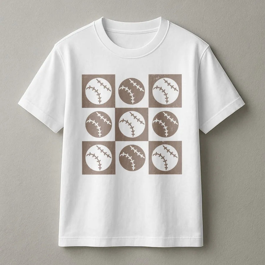 Baseball T-Shirt | Retro Grid Baseball Design | Premium 100% Cotton | Game Day Apparel for Baseball Moms and Fans