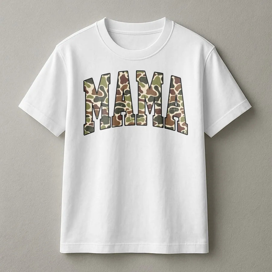 Camouflage Mama T-Shirt | Retro Varsity Graphic Tee for Mom | Premium Soft Cotton | Mothers Day Gift