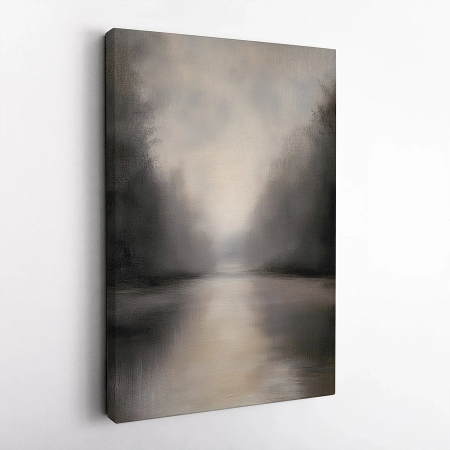 Moody Forest Wall Art | Abstract Atmospheric Foggy Path Canvas Print | Premium Thick Gallery Wrap | Modern Living Room & Office Decor Gift