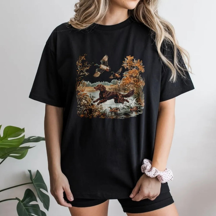 Vintage Hunting Dog Shirt | Classic Retriever & Duck Graphic Tee | Premium Cotton | Gift for Hunters & Outdoorsmen