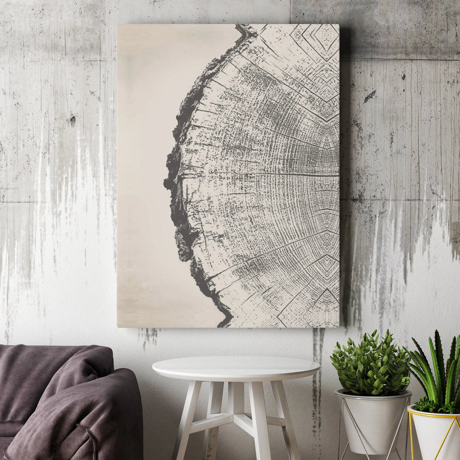 Tree Trunk Cross Section Canvas Art | Minimalist Wood Slice Wall Decor | Premium Fade-Resistant Gallery Print | Modern Nature Lover Gift
