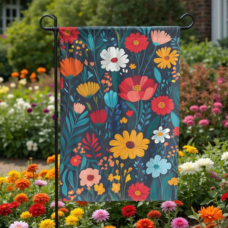 Floral Garden Flag | Vibrant Botanical Wildflower Print | Weather-Resistant Premium Polyester | Summer Yard Decor & Gardener Gift