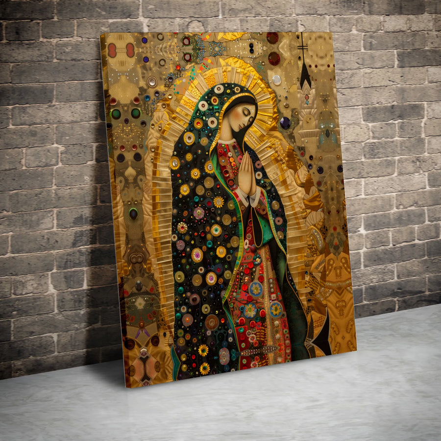 Our Lady Of Guadalupe Canvas Art | Ornate Mosaic Religious Wall Decor | Premium 1.25 Inch Gallery Wrap | Catholic Home Gift For Her