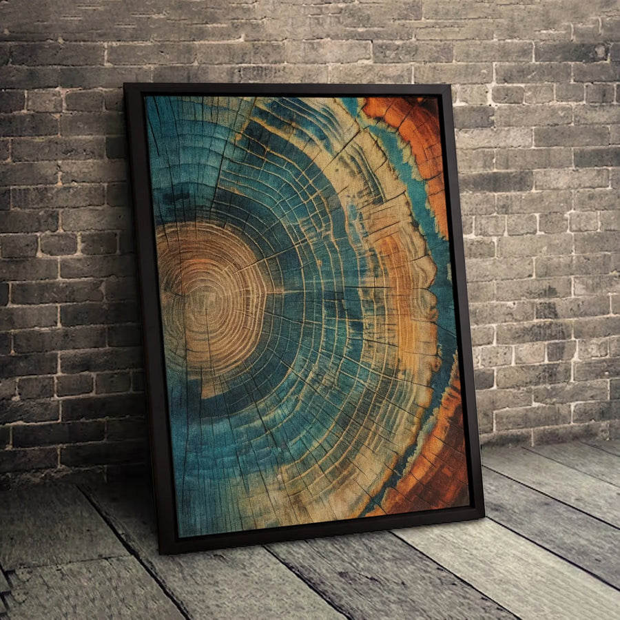Abstract Tree Ring Canvas Print | Modern Wood Grain Wall Art | Premium Gallery-Wrapped 1.25" Profile | Botanical Home Decor for Living Room