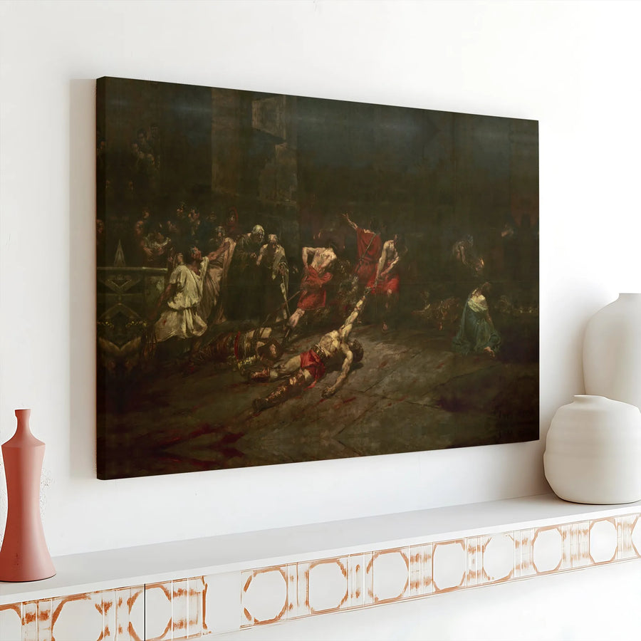 Spoliarium Canvas Print | Juan Luna Roman Gladiators Painting | Gallery Wrapped Premium Print | Gift for History Buff Home & Office Decor