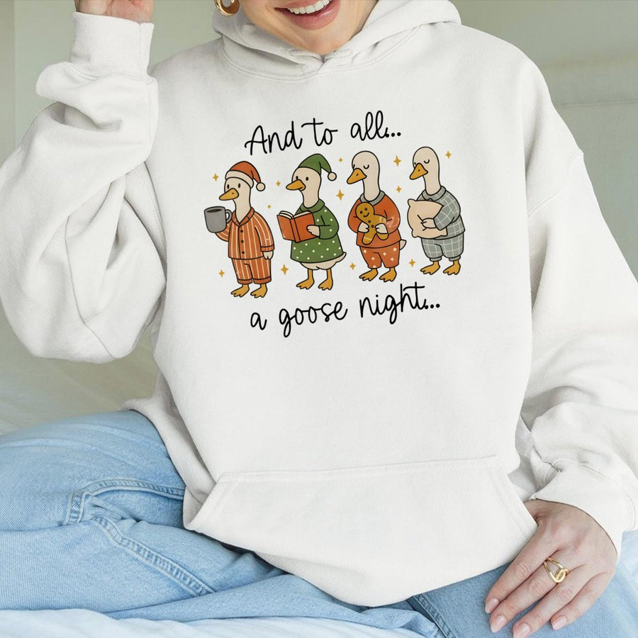 Goose Christmas Hoodie | Cute Pajama Geese Graphic | Premium Cotton Blend | Funny Holiday Gift for Goose Lovers