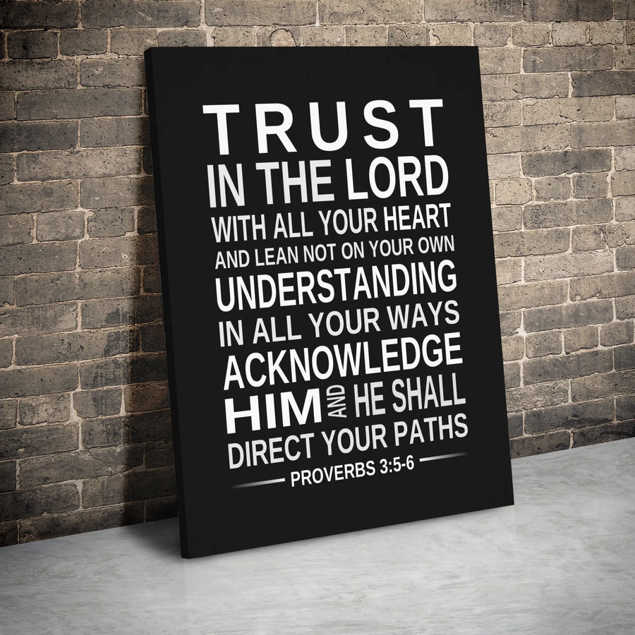 Trust In The Lord Canvas | Proverbs 3:5-6 Bible Verse Wall Art | Premium Gallery Wrap Decor | Christian Home Gift for Faith & Inspiration