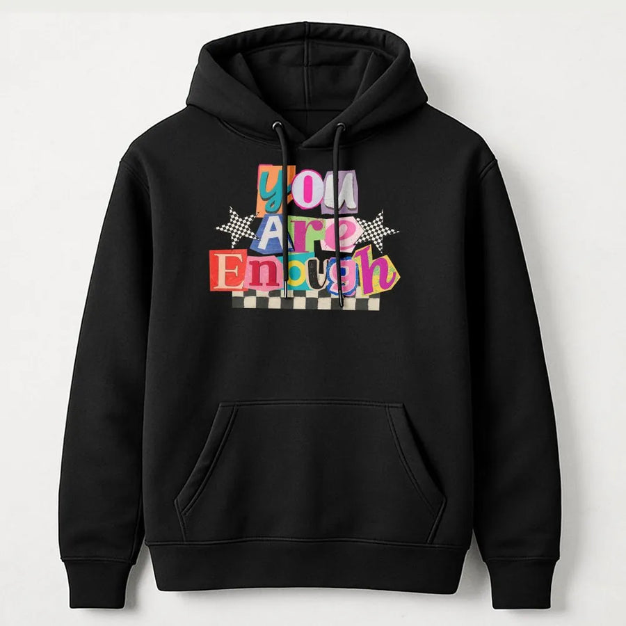 You Are Enough Hoodie | Retro Y2K Aesthetic Graphic Pullover | Premium Cotton Blend | Inspirational Mental Health Gift for Women & Teens