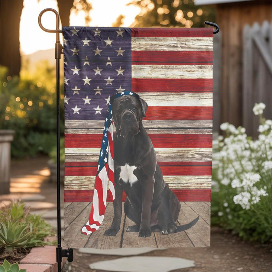 Cane Corso Garden Flag | Patriotic American Flag & Dog Design | Weather-Resistant Polyester | Memorial Day 4th of July Outdoor Decor Gift