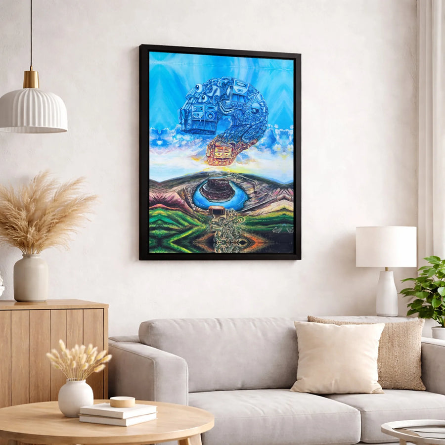 Surreal Question Mark Canvas Wall Art | Biomechanical Abstract Landscape Print | Premium Gallery Wrapped Decor | Modern Office Home Gift