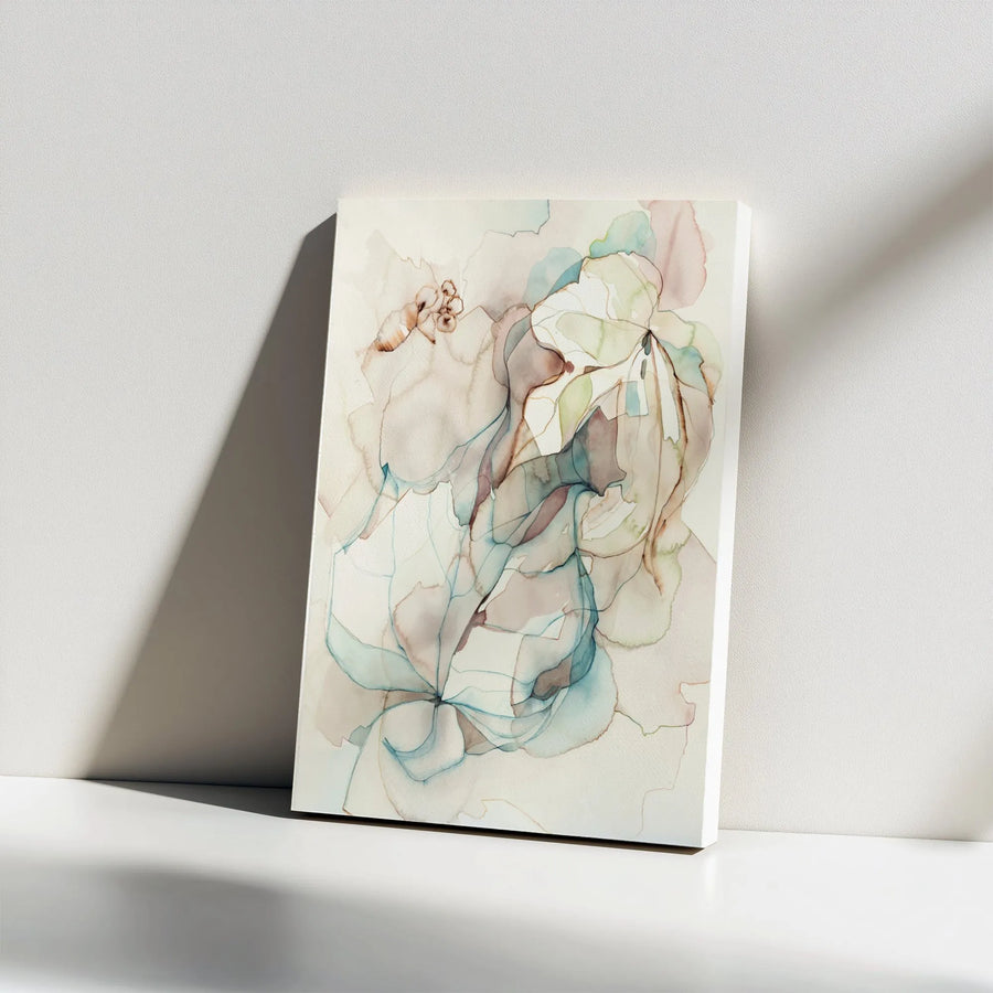 Abstract Floral Vertical Canvas | Modern Watercolor Botanical Wall Art | Premium Frameless Print | Gift for Minimalist Home Decor