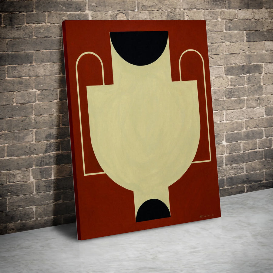 Abstract Vase Vertical Canvas | Minimalist Terracotta Wall Art | Premium Frameless Print | Contemporary Home Decor Gift