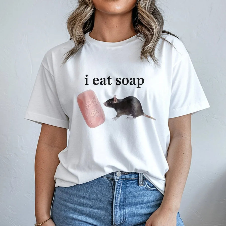I Eat Soap Rat T-Shirt | Funny Internet Meme Graphic Tee | Premium Cotton Soft Crew Neck | Unique Gift for Gen Z & Meme Lovers