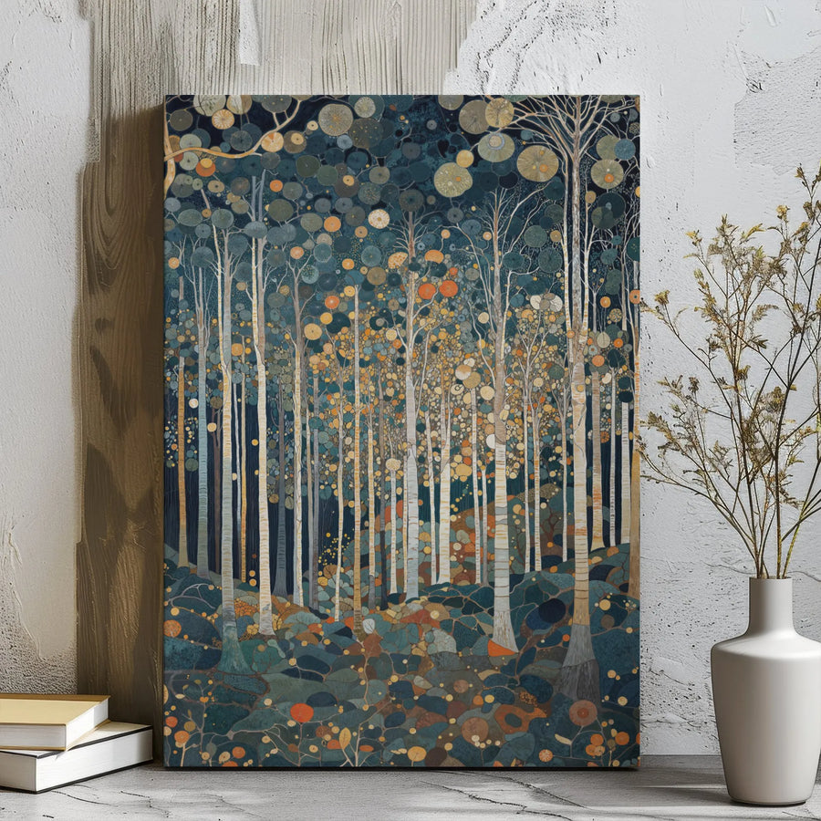 Abstract Birch Tree Canvas Art | Stylized Forest Wall Decor | Premium 1.25-Inch Gallery Wrap | Modern Nature Landscape Print for Home Office
