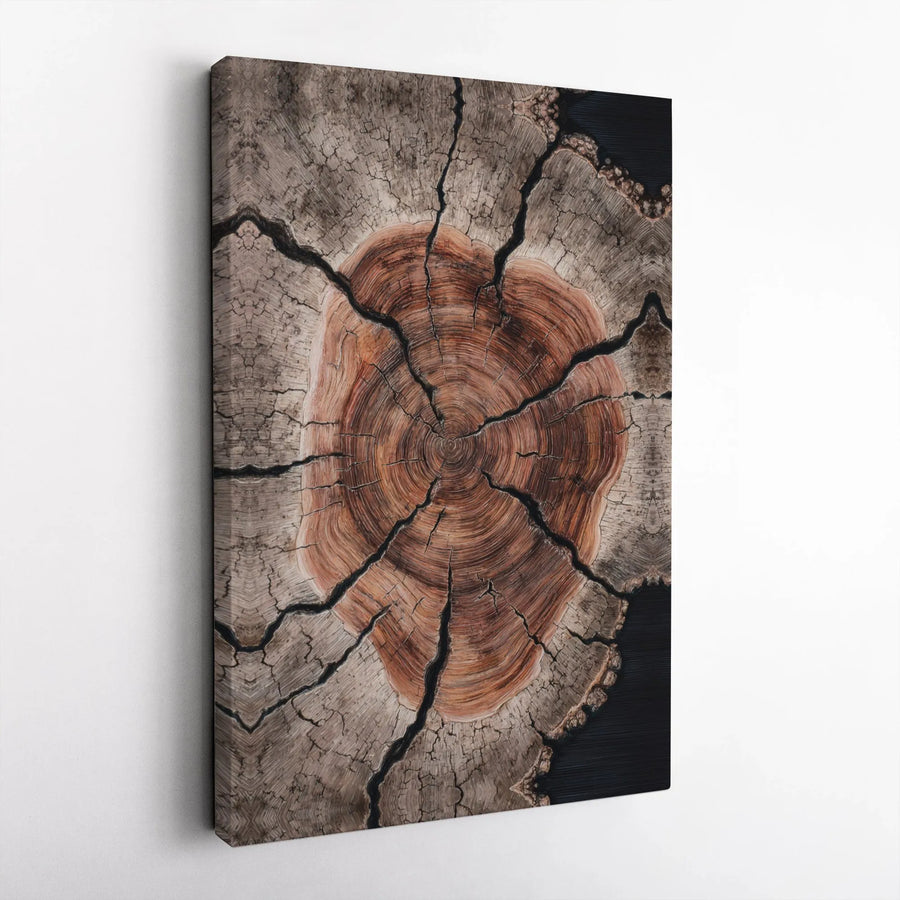 Rustic Tree Slice Wall Art | Cross Section Wood Grain Print | Premium Gallery Wrapped Canvas | Modern Farmhouse Decor Gift
