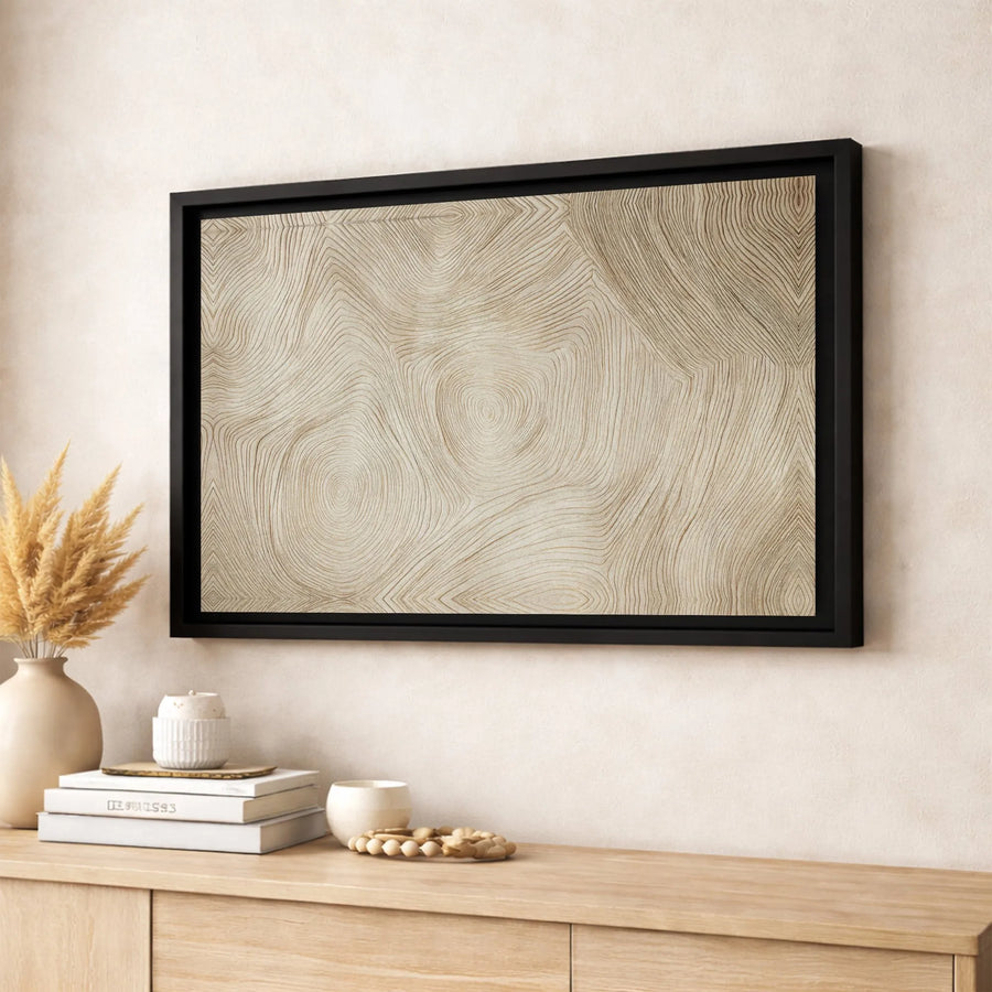 Abstract Wood Grain Canvas Wall Art | Minimalist Ring Pattern Texture | Premium Gallery-Wrapped Decor | Modern Living Room Home Interior