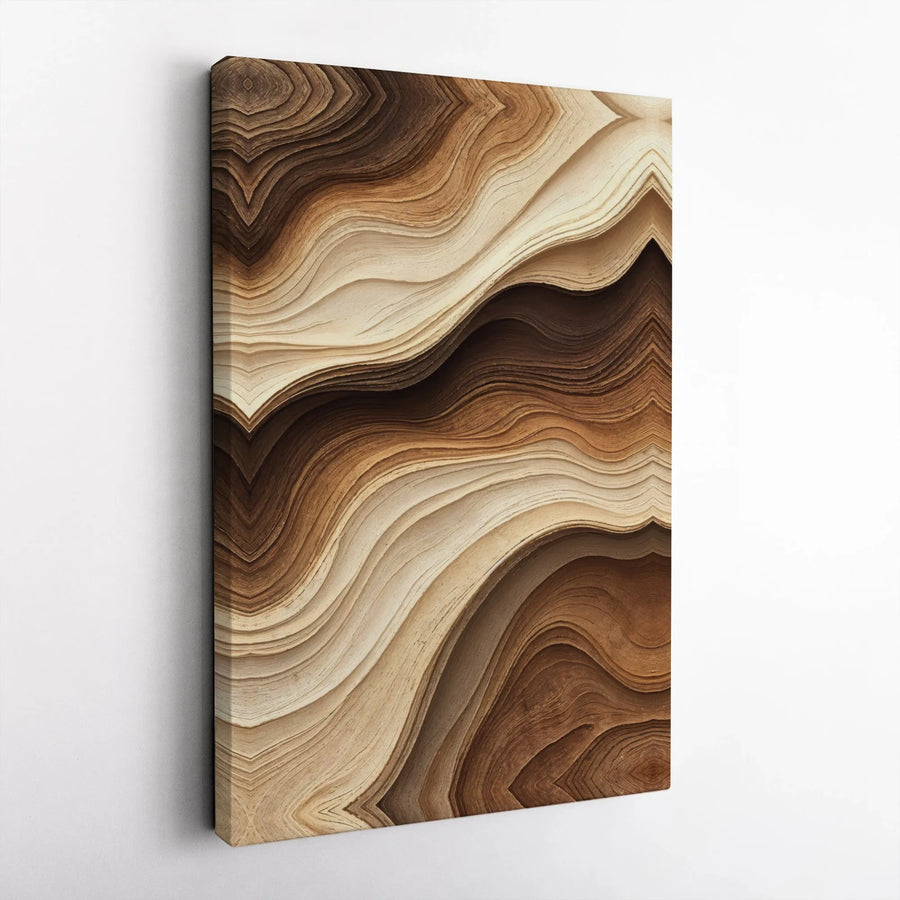 Abstract Wood Grain Canvas Wall Art | Wavy Earth Tone Line Art | Premium Gallery Wrapped Canvas | Modern Minimalist Home Decor Gift
