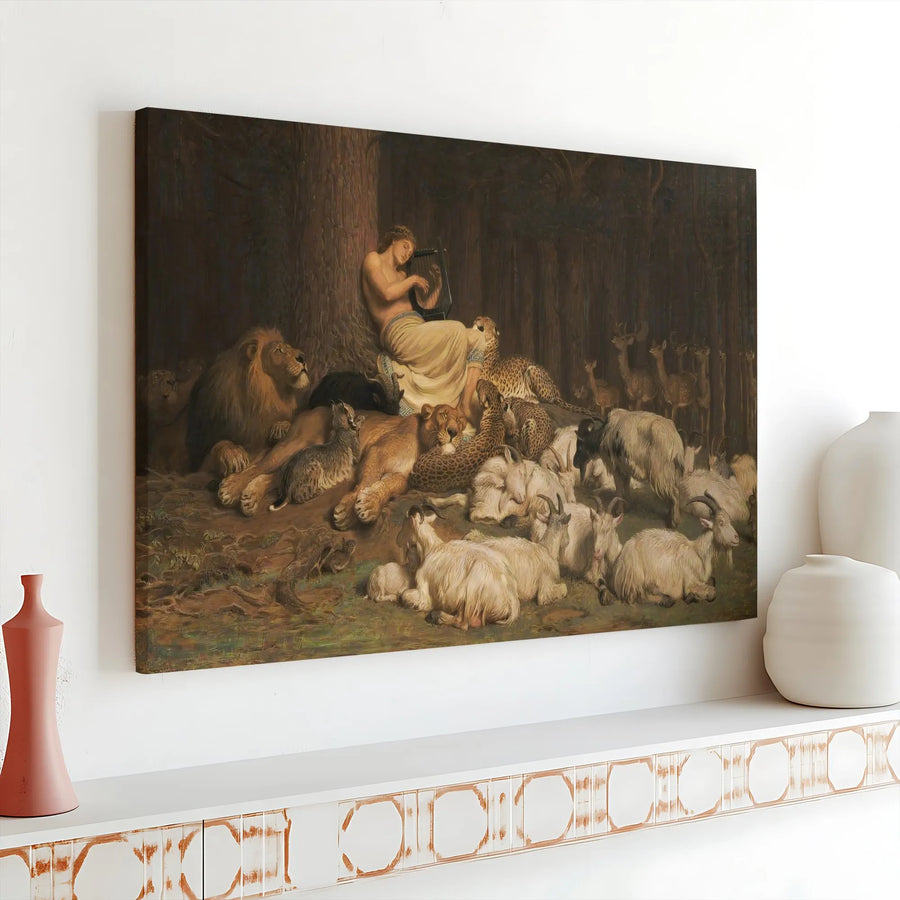 Mythological Wall Art Canvas Print | Orpheus with Animals Fine Art Reproduction | Premium Gallery Quality Canvas | Classic Home Decor Gift