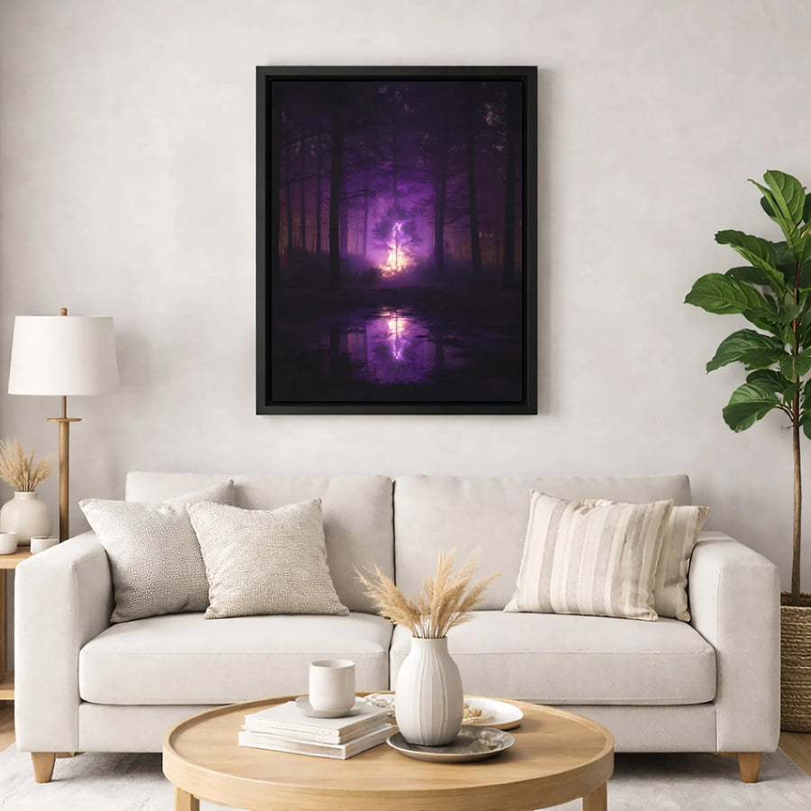Purple Forest Wall Art | Magical Glowing Tree Landscape Canvas Print | Premium Gallery Wrap Decor | Enchanted Nature Gift for Home Office