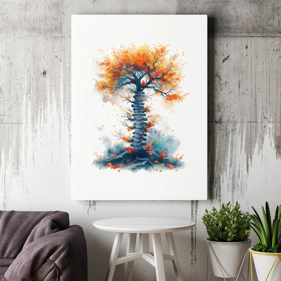 Human Spine Tree Canvas Art | Watercolor Anatomy Nature Wall Decor | Premium 1.25-Inch Gallery Wrap | Unique Gift for Chiropractor or Doctor
