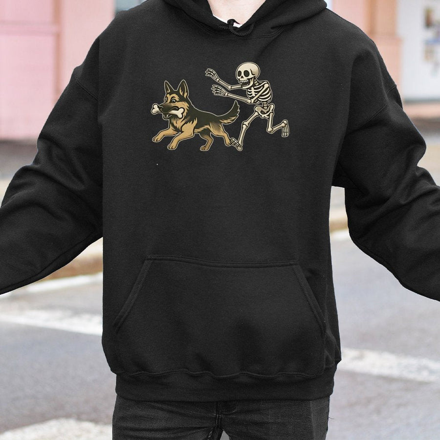 German Shepherd Halloween Hoodie | Spooky Skeleton Graphic Design | Premium Cotton-Blend Comfort | Cute Dog Lover Gift for Him and Her