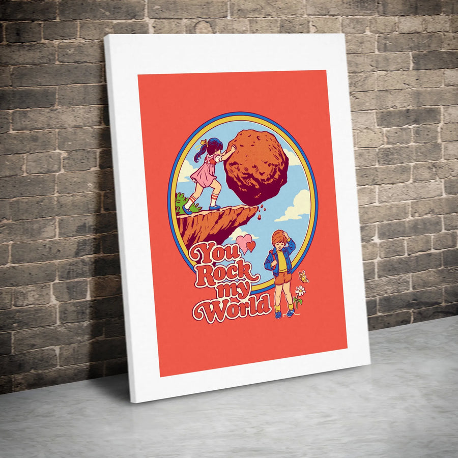 You Rock My World Canvas Print | Retro Comic Book Wall Art | Premium 1.25" Thick Gallery Wrap | Funny Anniversary Gift for Her or Him