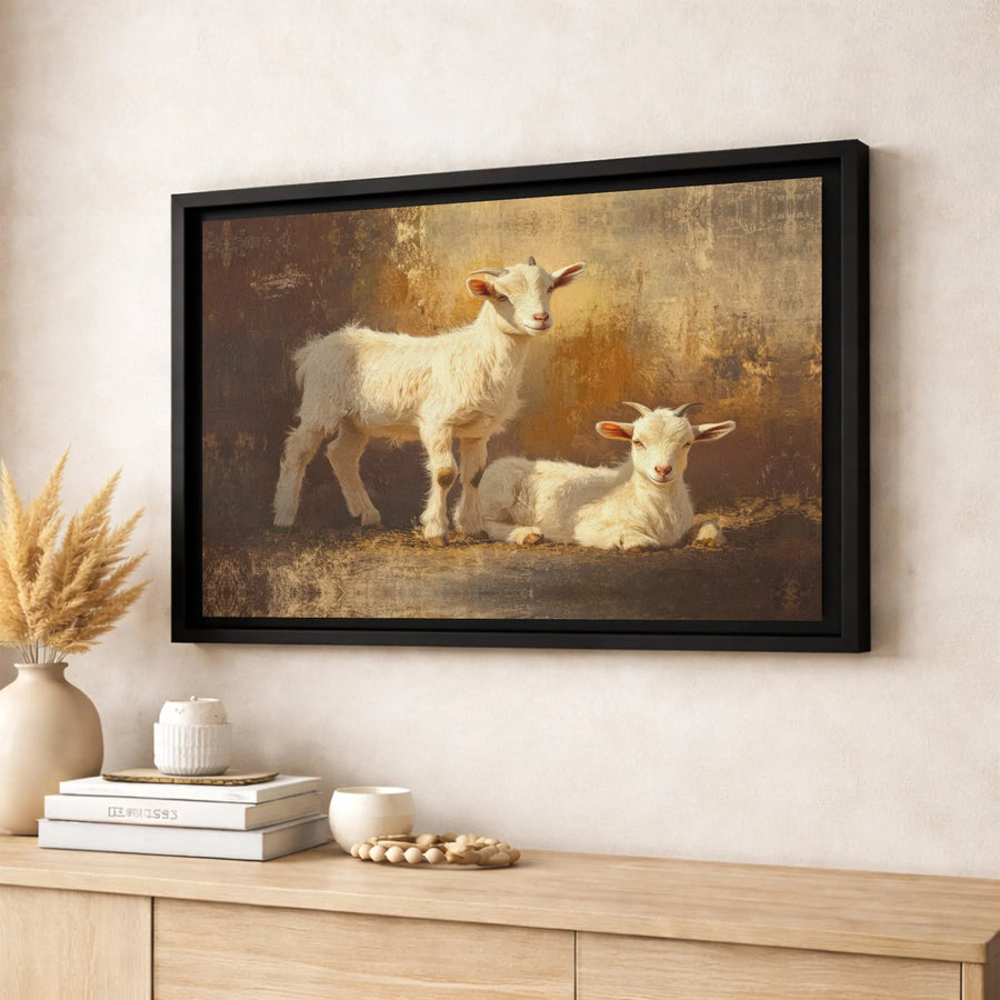 Baby Goat Wall Art | Rustic Farmhouse Animal Canvas Print | Premium Gallery Wrap Decor | Farm Animal Nursery Gift For Goat Lovers
