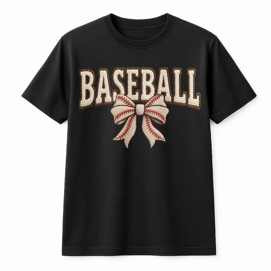 Baseball Bow T-Shirt | Trendy Coquette Sport Aesthetic | Premium Soft Cotton | Gift for Softball Player and Baseball Mom