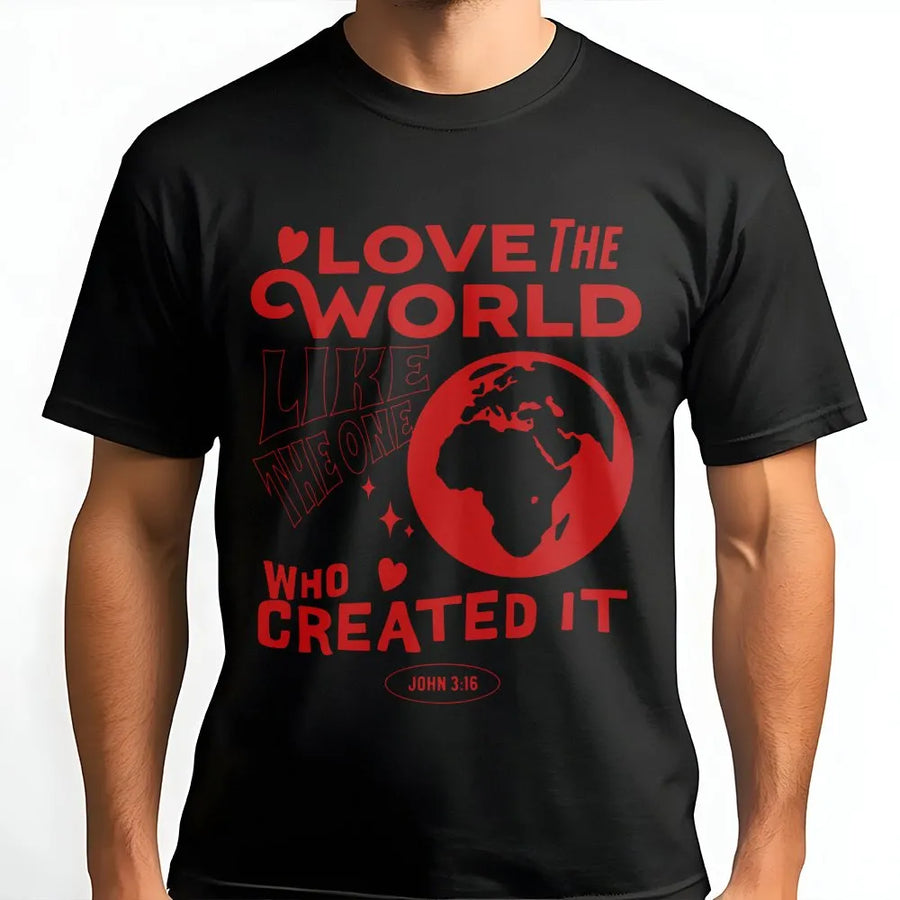 Love The World John 3:16 T-Shirt | Christian Graphic Faith Design | Premium Cotton Apparel | Meaningful Religious Gift for Believers