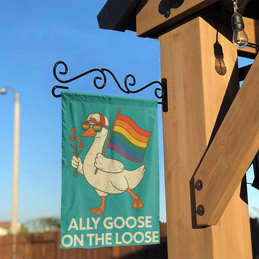 Ally Goose Garden Flag | Pride Rainbow Flag Outdoor Decor | Premium Weather-Resistant Polyester | LGBTQ+ Yard Sign Gift for Pride Month