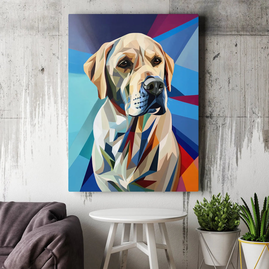 Labrador Retriever Canvas Wall Art | Geometric Dog Portrait | Premium 1.25" Gallery Wrap | Modern Home Office Decor Gift for Dog Lovers