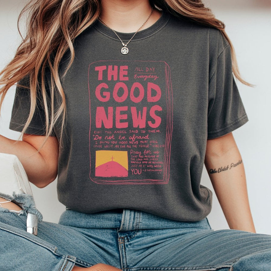 The Good News Christian T-Shirt | Scripture Verse Faith Graphic Design | Soft 100% Cotton Premium Tee | Faith-Based Inspirational Religious Gift