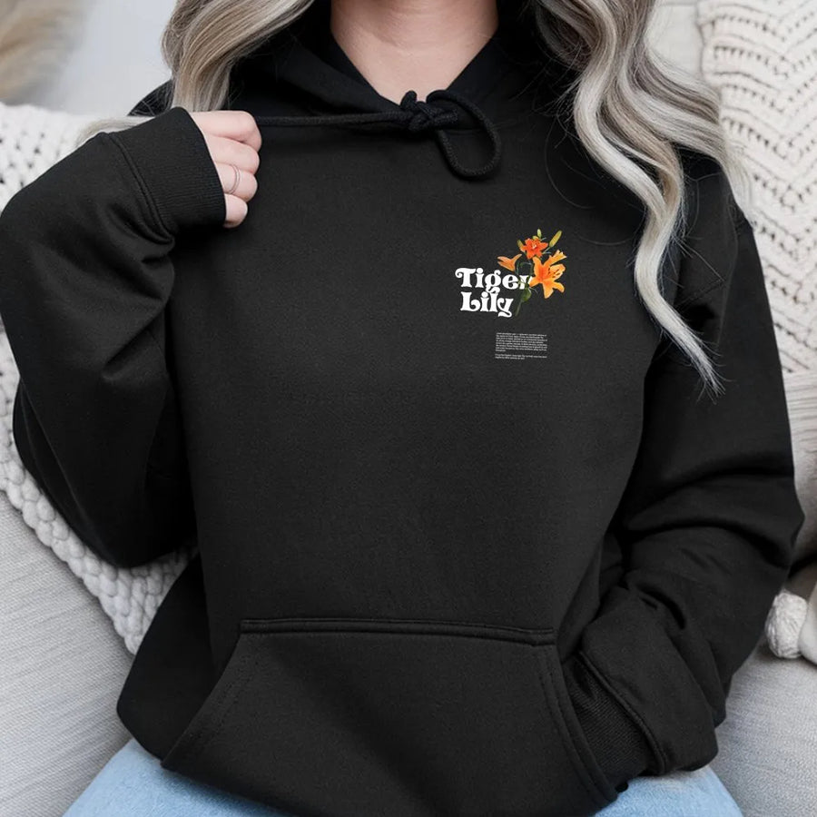 Tiger Lily Hoodie | Minimalist Botanical Graphic Tee | Soft Cotton Shirt | Unisex Nature Lover & Gardener Gift