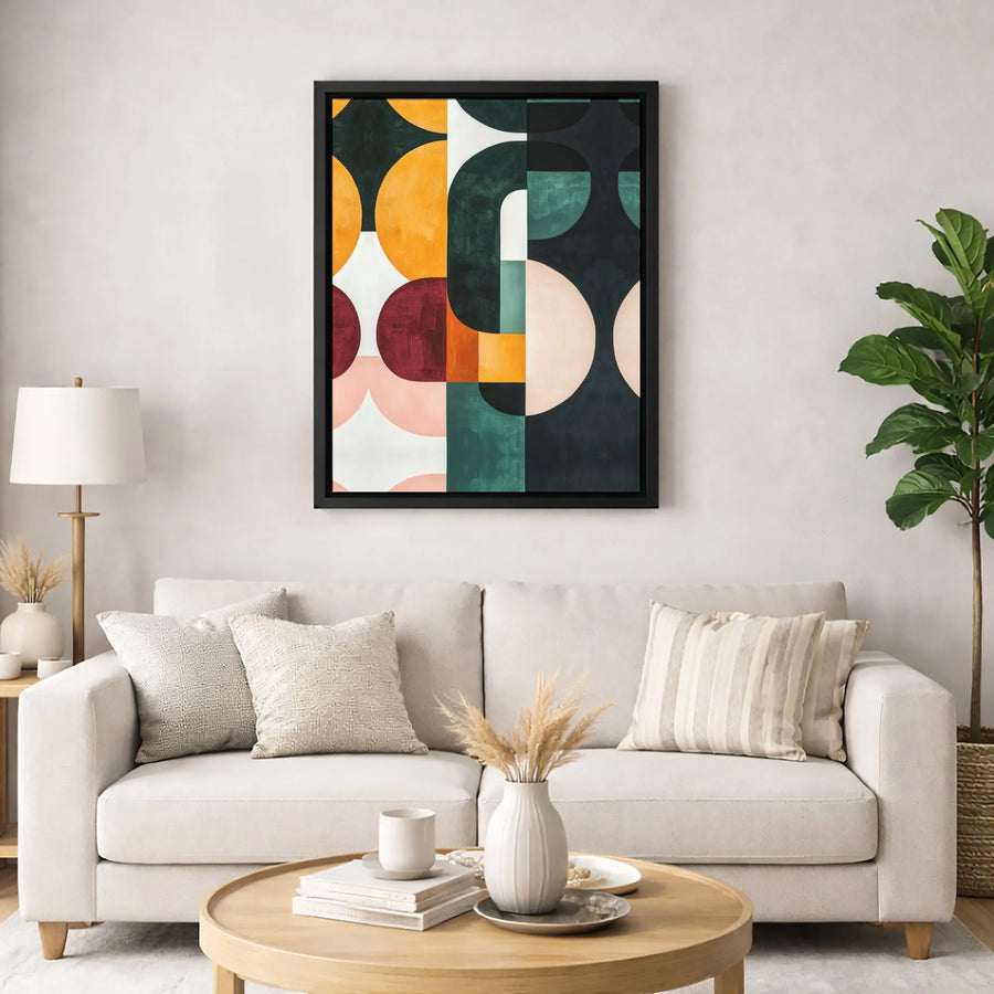 Mid-Century Modern Wall Art | Abstract Geometric Shapes Canvas | Premium Fade-Resistant Print | Gallery-Quality Home Office Decor