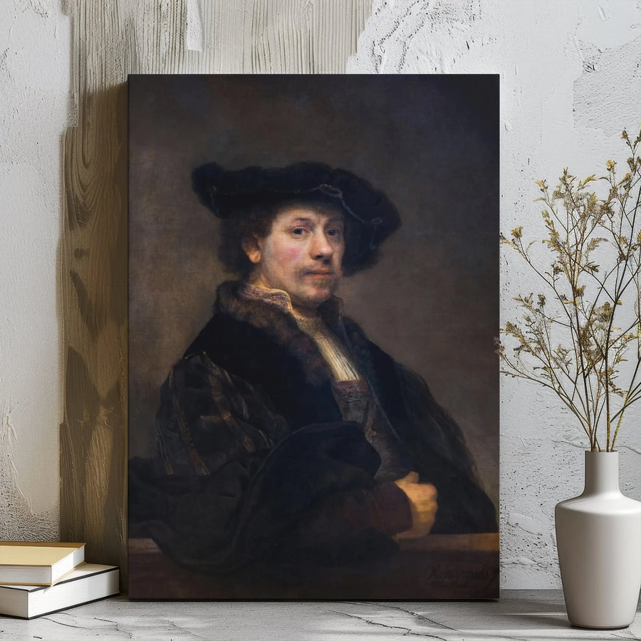 Rembrandt Self-Portrait At 34 Canvas Wall Art | Famous Masterpiece Oil Painting | Premium Gallery-Wrapped Print | Classic Home & Office Decor Gift