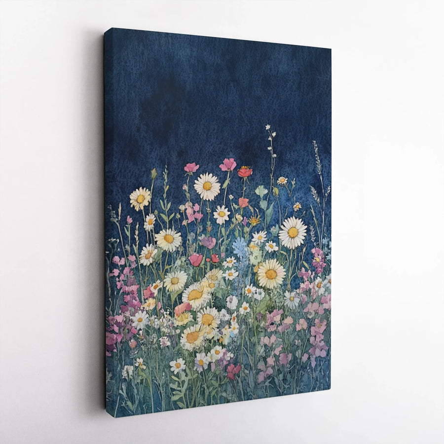 Wildflower Meadow Canvas Wall Art | Watercolor Floral Garden Print | Premium Gallery Wrapped Stretched Decor | Botanical Home Living Room Gift