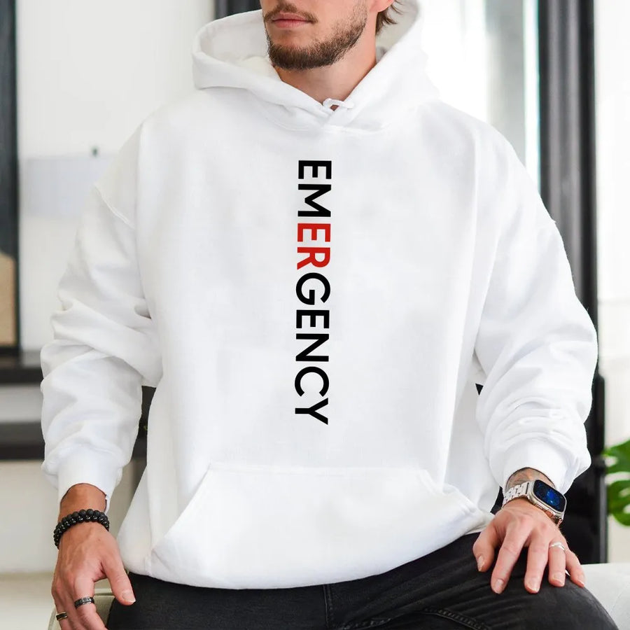 ER Nurse Hoodie | Minimalist Emergency Room Graphic Tee | Soft Cotton Apparel | Gift for Emergency Department Staff